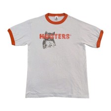 Vtg 90's Hooters Ringer T-shirt White/Orange Trim Sz Med picture