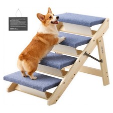 VEVOR Wood Pet Stairs, 4-Step Dog Stairs picture