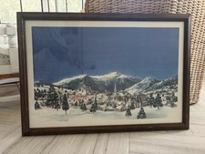 Vintage Stowe Vermont Ski Scene Print James Lewicki Framed Mountain Art picture