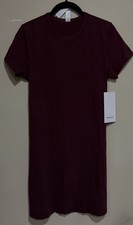 NWT Lululemon Size 8 Classic Fit Cotton Blend T-Shirt Dress Garnet Maroon $88 picture