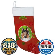 Caroline's Treasures SC9742-CS Collie Red Snowflakes Christmas Stocking picture
