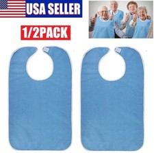 2Pcs Adult Bibs for Eating with Catch Bib-Washable Reusable Waterproof New USA picture