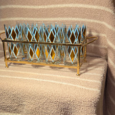 Vintage Mid-Century Modern (MCM) cocktail set barware turquoise highball set picture