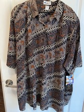we be bop women's plus size 4x button up tunic striking diagonal print New picture
