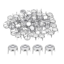 60Pcs Rhinestone Studs 6mm Round Rivets Claw Beads Nailhead Silver/White picture