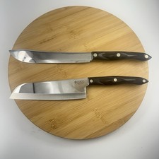 Lot of 2 Vintage CUTCO Knives Santoku 1766 KP & 1722 Butcher Classic Handle USA picture