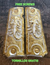 Cachas 1911 full size Scorpion alacran premium Custom gun Grips 24k gold plated picture