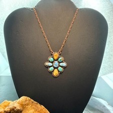 Copper Southwestern Style  Palomino & Golden Hill Turquoise Necklace For Women picture