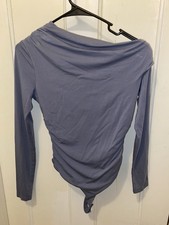 Abercrombie & Fitch Slate Blue Off-Shoulder Ruched Bodysuit Women's  XS NWOT  picture