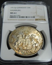 1913J GERMANY HAMBURG 5M - NGC MS61 picture