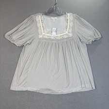 Maurices Lace Neckline Black and Cream Striped Shirt Woman Size M NWT picture