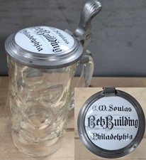 Antique Pre-Prohibition C.W. Soulas Glass Beer Stein Betz Building, Philadelphia picture