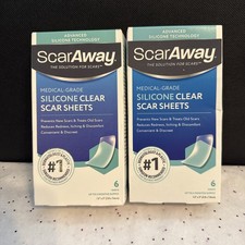 TWO BOXES ~ ScarAway ~ Clear Silicone Scar Sheets 6 Sheets X 2 = 12 SHEETS TOTAL picture