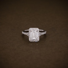 1.5CT Emerald Cut Simulated Diamond Engagement Band Ring 14k White Gold Plated picture