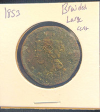 1853 Braided Hair Large Cent Hole Filler  picture