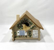VTG Folk Art Handcrafted Wooden Log Cabin Decorative Birdhouse 6”x 6”x 6” EUC picture
