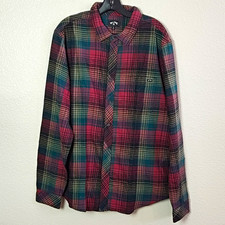Billabong Classic Flannel Men's Cotton Plaid Long Sleeve Button-Up Shirt L picture