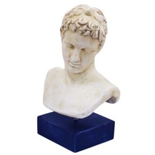 Ephebe of Marathon sculpture statue bust on black marble base picture