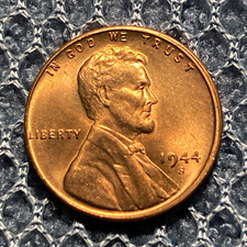 1944-S BU Lincoln Cent Copper BN Business 0.95 KM#132 picture