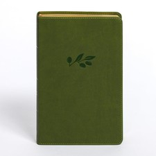 CSB Personal Size Giant Print Bible, Olive LeatherTouch, Red Letter, Present... picture