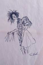 Tim Burton Drawing on paper (Handmade) signed and stamped mixed media. picture