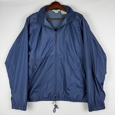 Vtg LL Bean Warm Up Jacket Mens L Lined Full Zip Hooded Windbreaker 80s 90s picture
