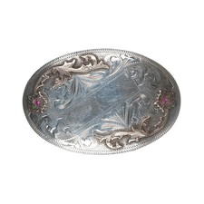 Vintage Vogt Sterling/10k with rubies hand engraved belt buckle picture