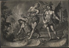 1750 Rare Engraving Adam and Eve Chased From Paradise JP Koch Halfway Genesis picture