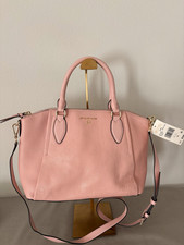 Michael Kors Pink Pebbled Satchel Top Handle Zip Bag Detachable Strap Studs picture