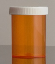 40 Dram,Child-Protective/Push-Down & Turn,Plastic Vial With Cap,Amber picture
