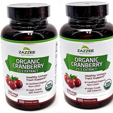 2 Cranberry Extract USDA Organic Zazzee Naturals 12500mg 100x2 = 200 Concentrate picture
