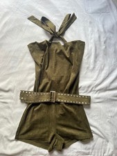 Fashion Nova Olive Navy Green Halter Romper picture