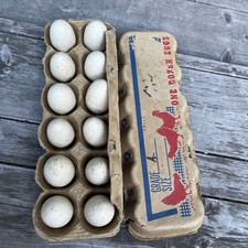 RARE Vintage Wooden Chicken Nesting Eggs 12 Antique White Dummy Eggs  picture