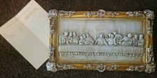 Vintage Polish Handmade The Last Supper 3D Relief Plaque Ornate Frame COA picture