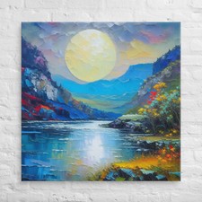 MOON OVER THE COLUMBIA RIVER GORGE IN OREGON - 37X37 BIG CANVAS ART picture