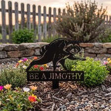 Jimothy Metal Garden Stake, Funny Jimothy the Raccoon Yard Art picture