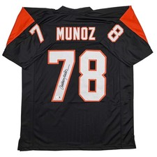 Autographed/Signed Anthony Munoz HOF 98 Cincinnati Black Jersey JSA COA picture