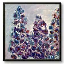 Mary Myers Original Expressionist Purple Floral Painting 12x12 Acrylic Canvas picture