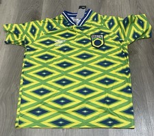 Men's Yellow Blue Brazil Umbro Soccer Jersey Vintage Size Small World Cup NWT picture