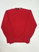Vintage 70s Jersild Red V-Neck Pullover Sweater Orlon Acrylic Made USA Tall L picture