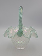Fenton 1159 IM French Opalescent w/ Sea Mist Green Crest & Handle 8 1/4
