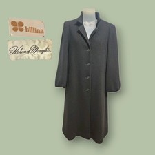 Vtg Billina Black Wool Blend Rib Knit Long Coat 6 Helen of Memphis Mod 60s 70s picture