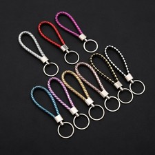 Woven Leather Loop Rope Keychain Keyring Car Hanging Pendant Key Holder Ring picture