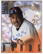 Barry Bonds signed 1998 Donruss Studio 8x10 photo card  autographed     JSA COA picture