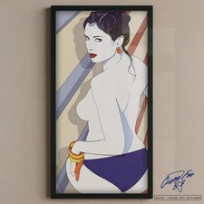Sensual Patrick Nagel inspired bikini Woman Pop Art Print 80s Vaporwave Style picture