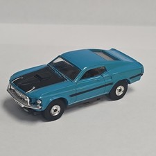 vintage aurora tjet ho slot car blue mach 1 mustang 1969  picture