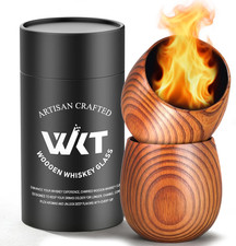 Charred Wooden Bourbon Drinking Glass, 2 Pack Handmade Whiskey Tumbler Bourbon G picture