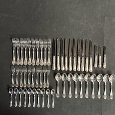 Christofle France Marley Matte Flatware 10 Complete Place Settings 53 Piece Set picture