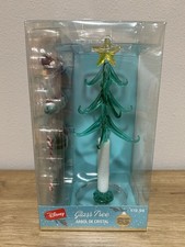 Disney Lilo Stitch Glass Table Top Christmas Tree 13pc Ornaments NEW IN BOX 2024 picture