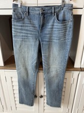 Chico’s Women’s Size 2 Regular US 12 Light Wash Ankle Jeans Raw Frayed Hem picture